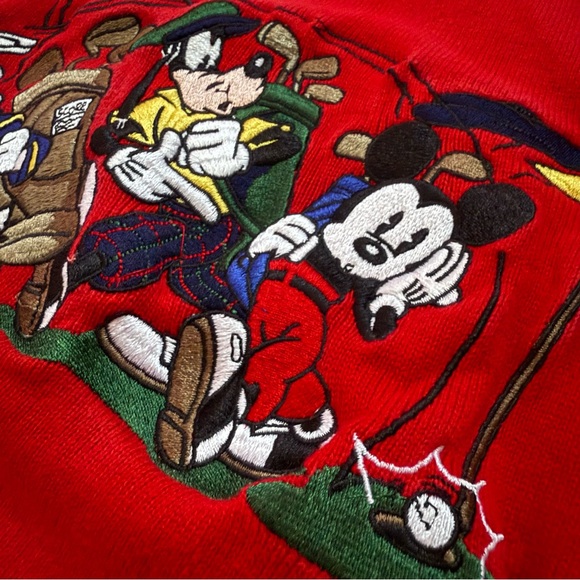 Vintage 80s/90s The Disney Store Embroidered Golf Club Color Blocked Sweater L - Picture 12 of 13